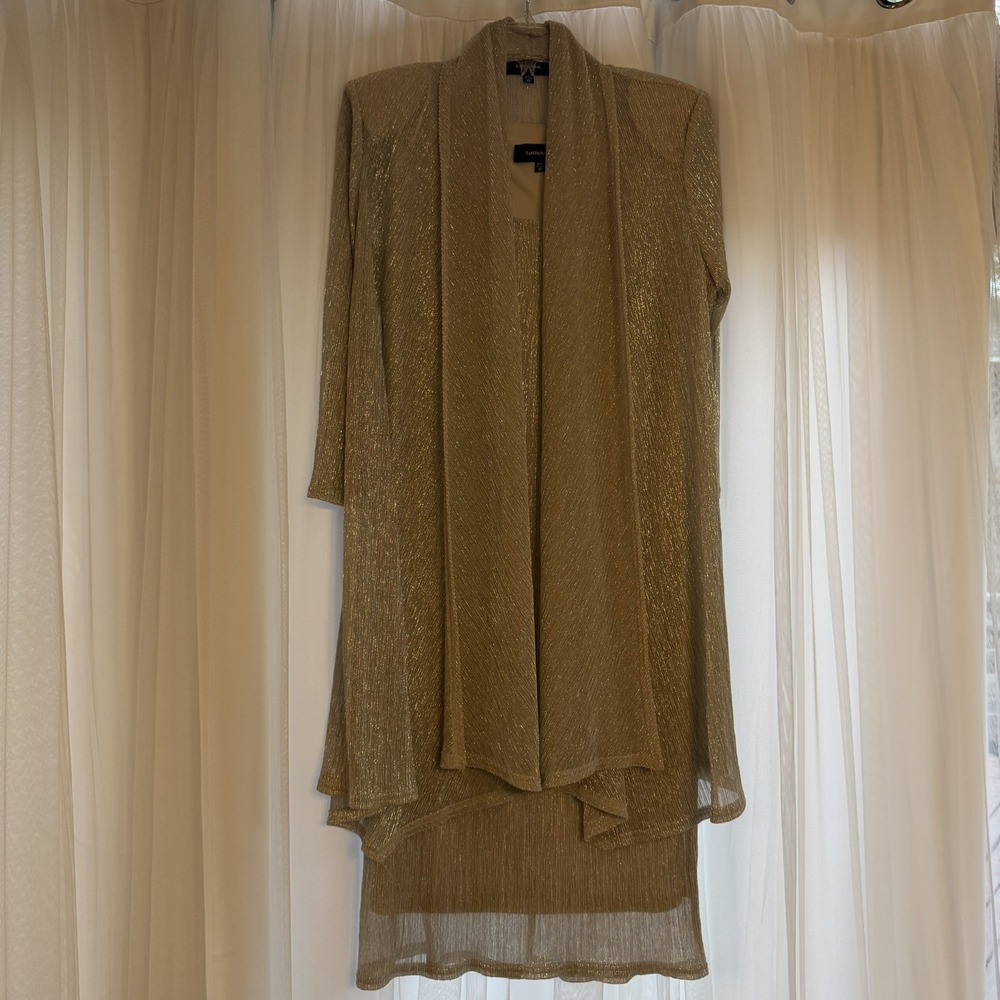 R&M Richards Dress & Jacket 10 Womens Metallic Shimmer Formal Evening Cocktail